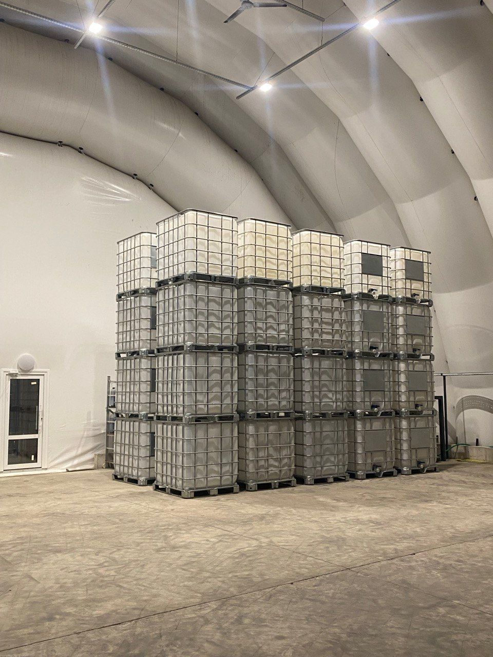 IBC containers inside the production facility
